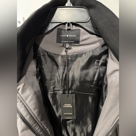 NWT Lucky Brand Gray Quilted Parka Coat – Women’s Size Large - Picture 3 of 5